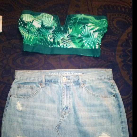 Vanilla Star Y2K Deconstructed Denim Mini Skirt Sz 13 - Picture 3 of 13